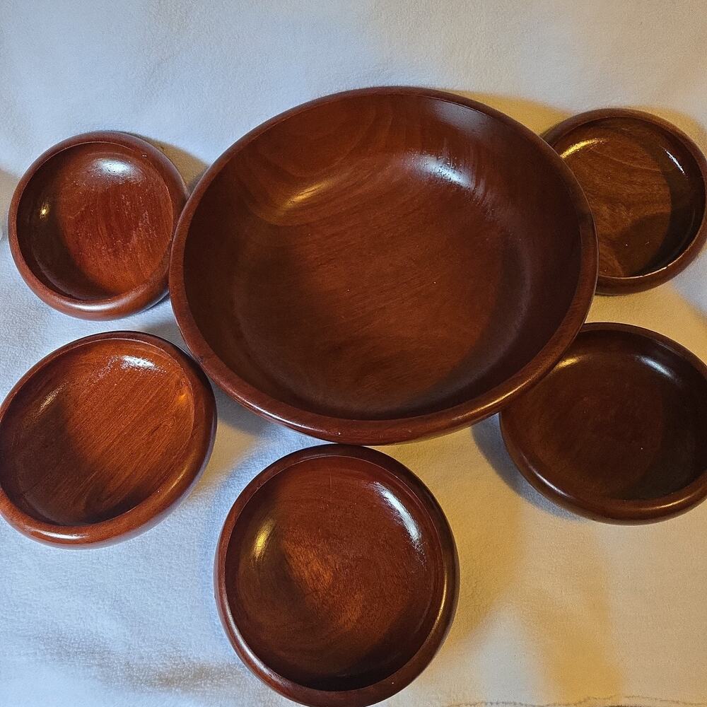 Wooden Bowls Set of 6 Salad And Serving made In USA